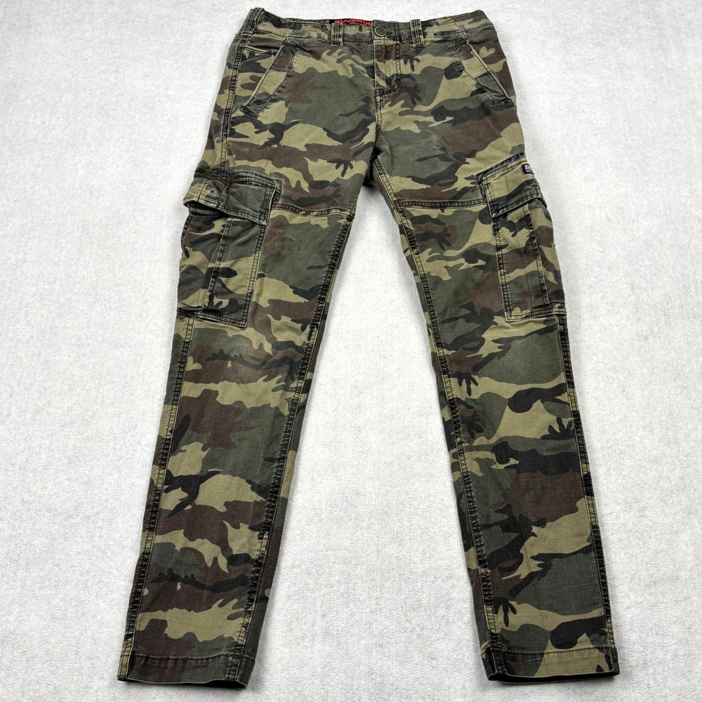 Superdry Core Cargo Pants Mens 30 Camo Woodland Slim Straight Utility M7010024A